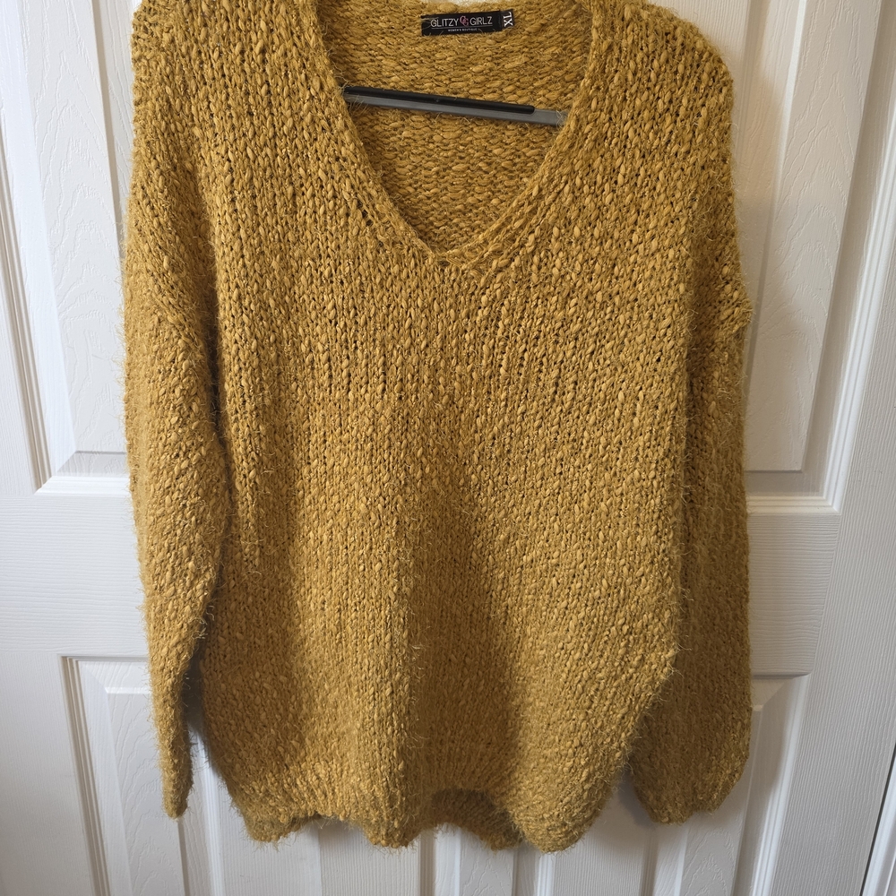 Elegant Mustard V-Neck Sweater by Blue Girl